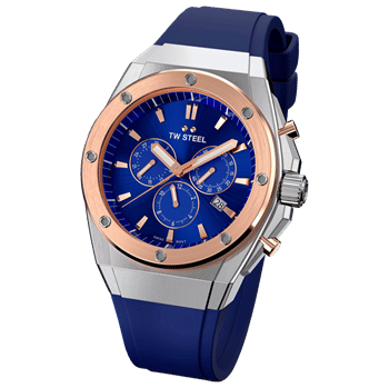 CEO TECH 44mm 44 mm Mat marineblå Swiss multifuntions quarts med chrono Herre ur fra TW Steel